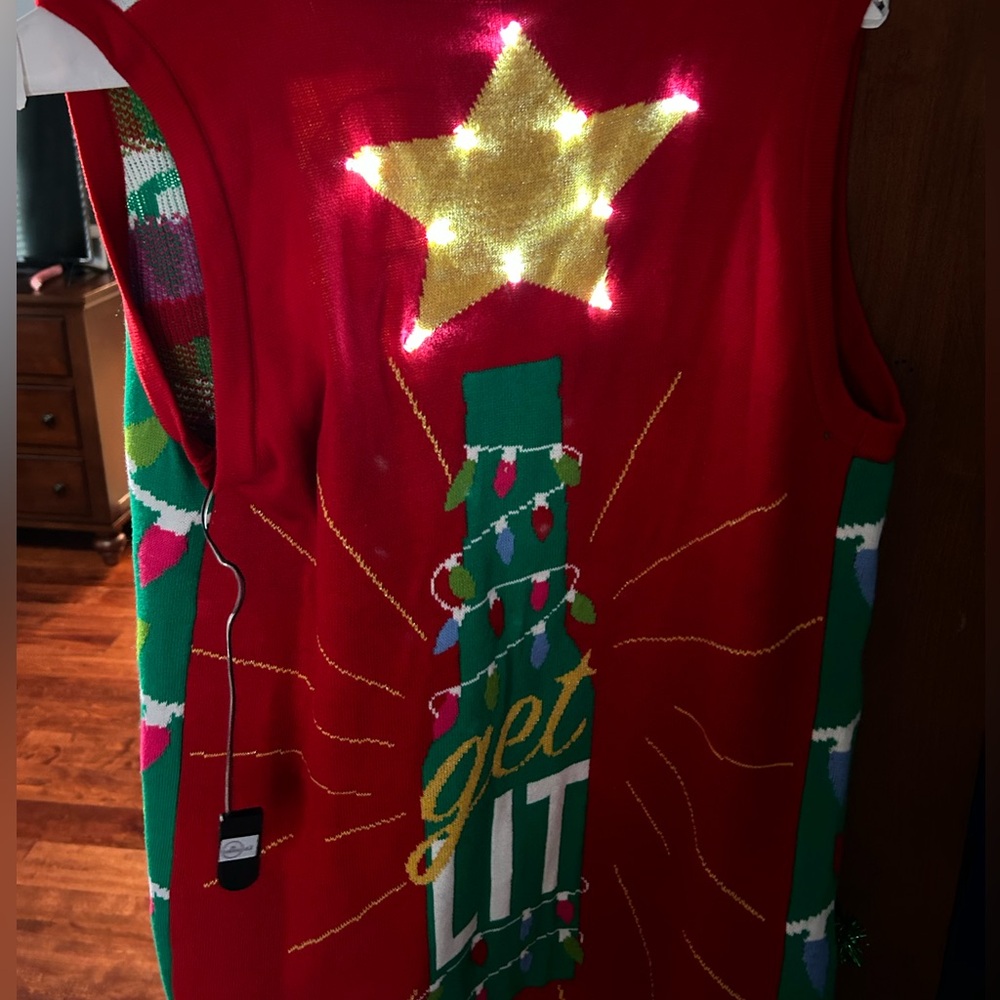 Christmas ugly sweater vest. Lights up.